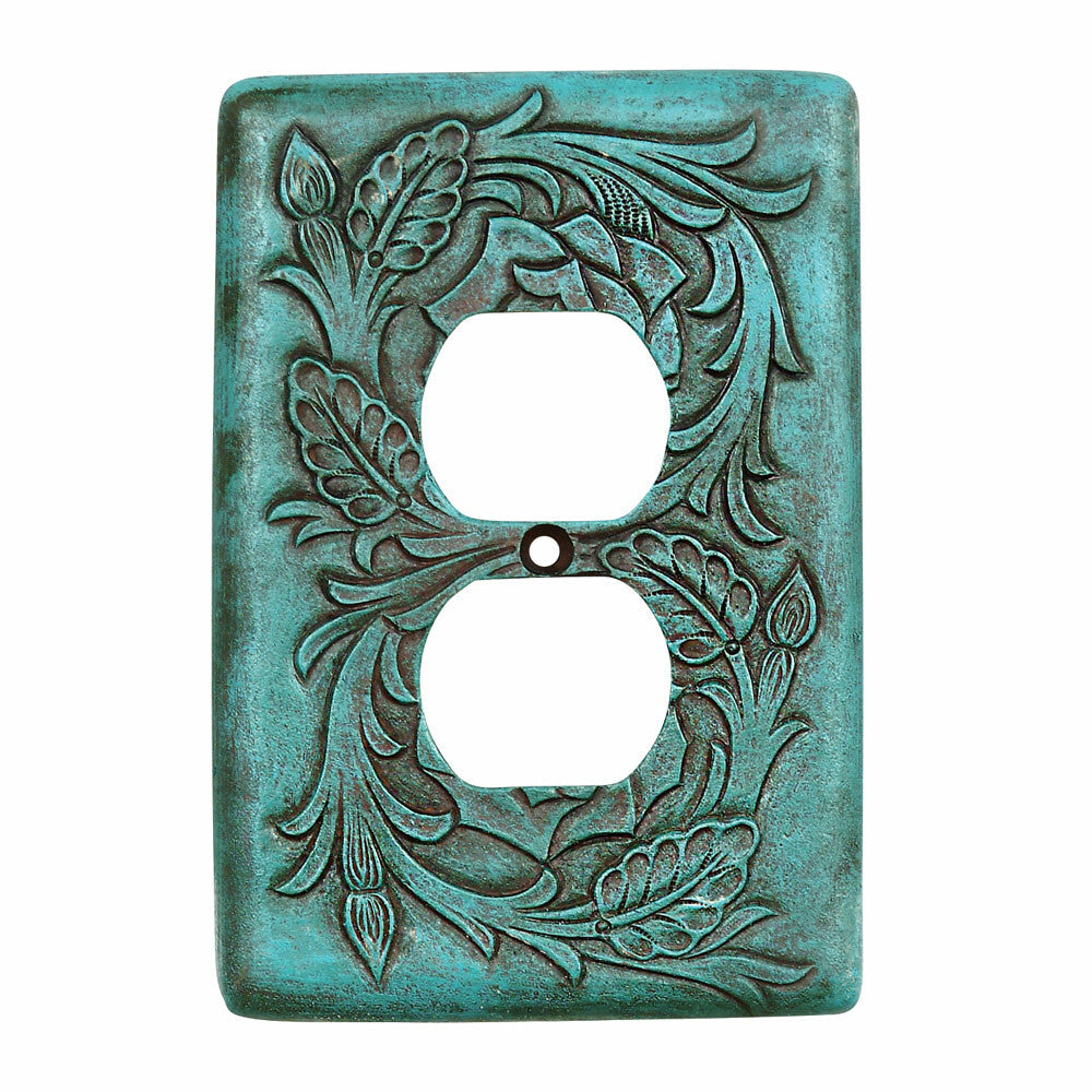Turquoise Tooled Leather Outlet Cover