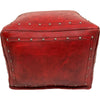 Large Square Ottoman with Tacks - Red