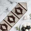 Ivory Step Pattern Cowhide Table Runner - 96 Inch