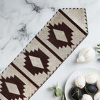 Ivory Step Pattern Cowhide Table Runner - 96 Inch