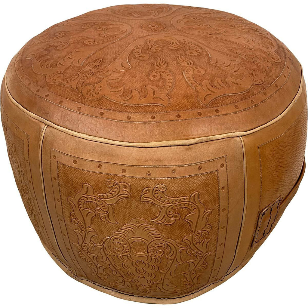 Large Round Ottoman - Colonial Natural