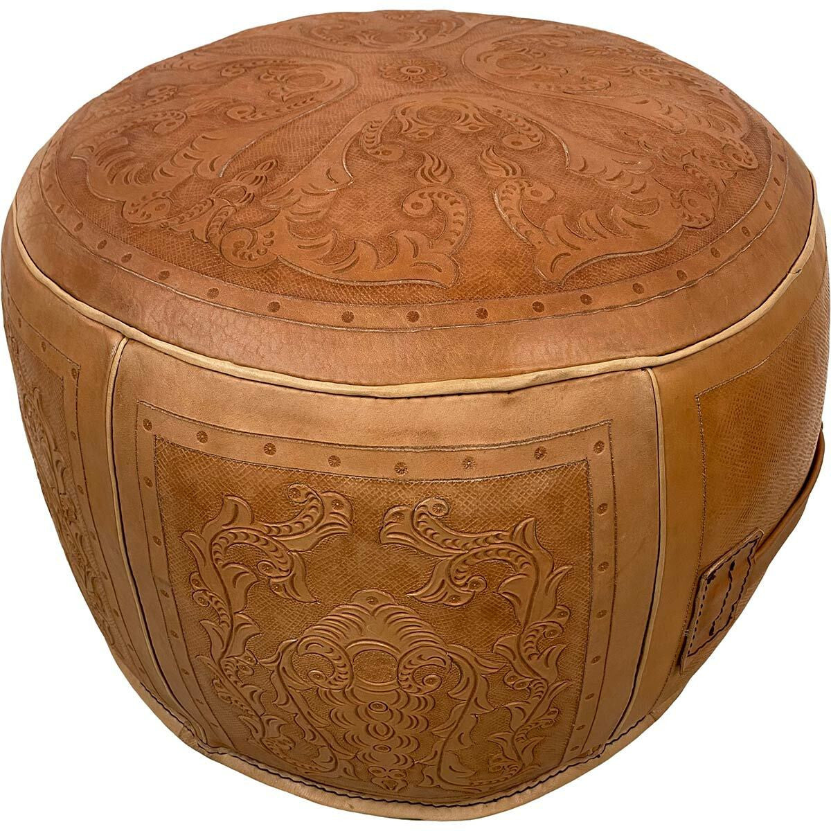 Large Round Ottoman - Colonial Natural