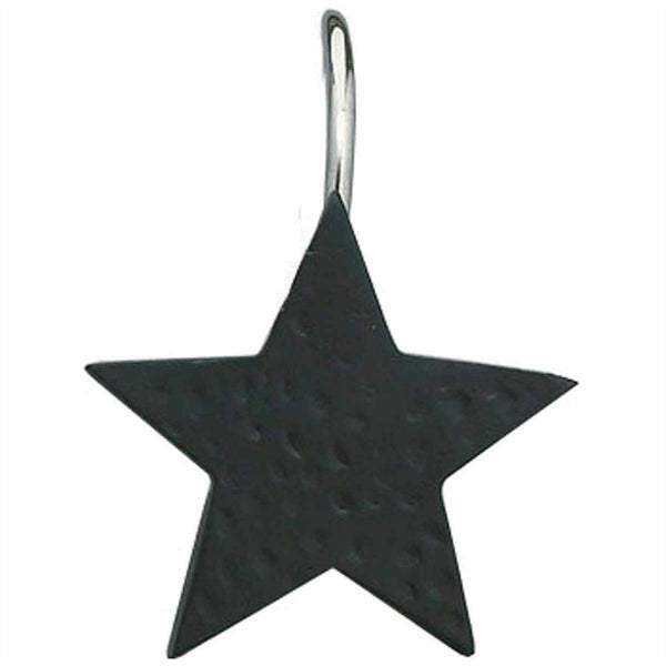 Black Resin Star Shower Curtain Hooks - Set of 12