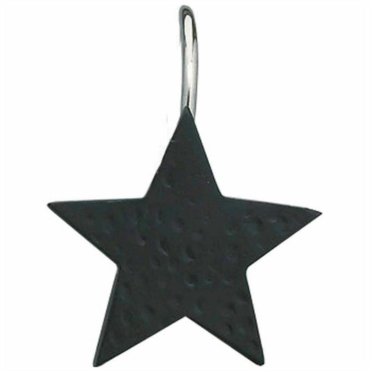 Black Resin Star Shower Curtain Hooks - Set of 12