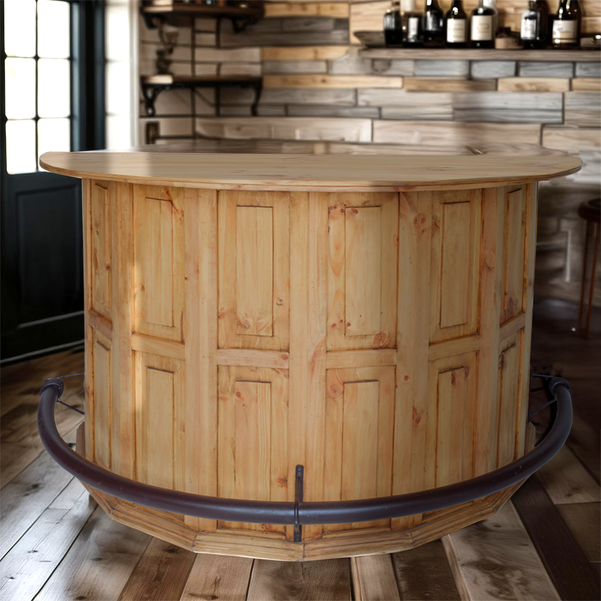 Half Circle Bar with Footrail - Natural Finish