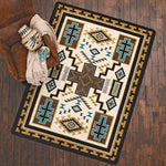 Double Cross Blue Rug - 3 x 4
