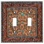 Vaquero Tooled Leather Double Switch Plate