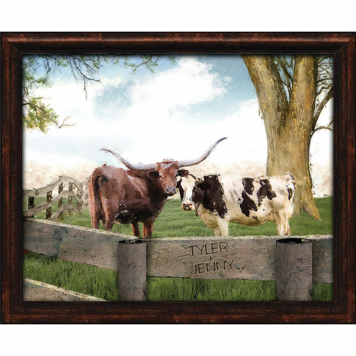 Longhorn Love Personalized Framed Canvas - Large