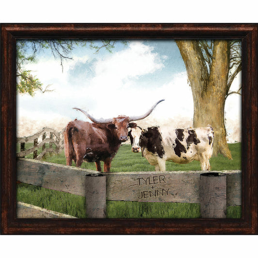 Longhorn Love Personalized Framed Canvas - Large