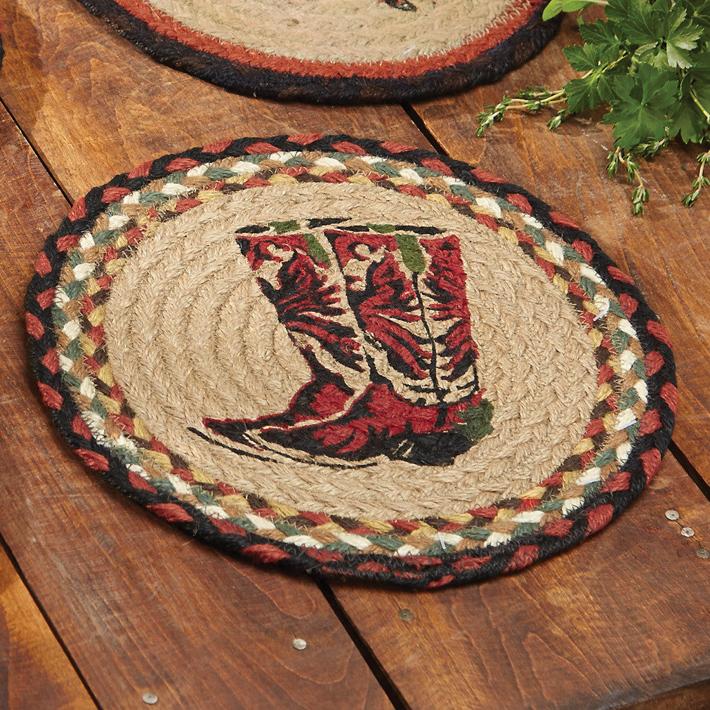 Cowboy Boots Jute Trivet - Set of 3