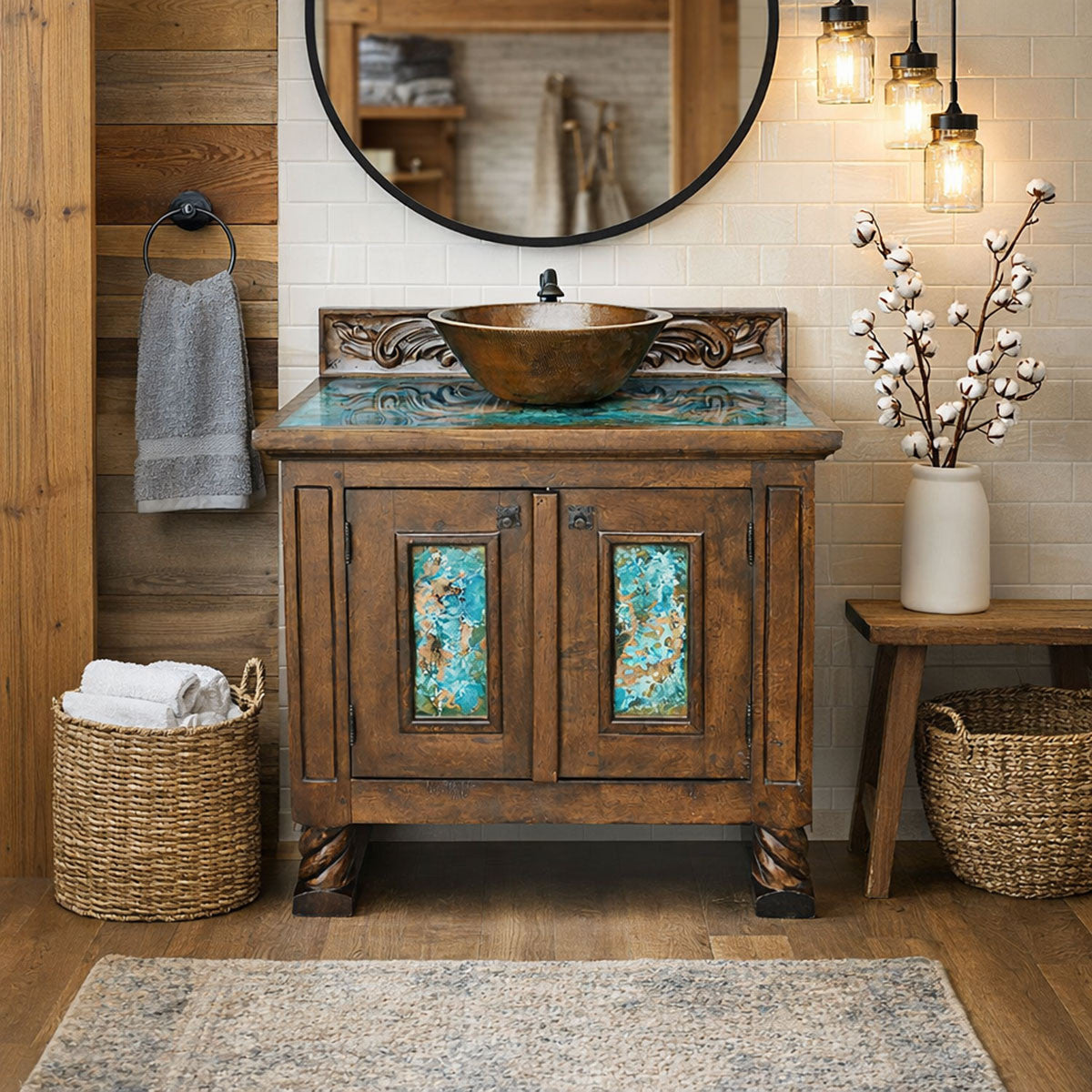 Jamestown Turquoise Copper Vanity with Sink