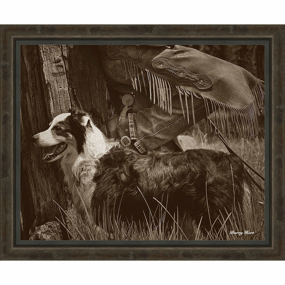Cowboy and Friend Framed Canvas