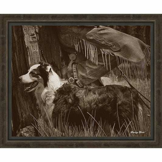 Cowboy and Friend Framed Canvas