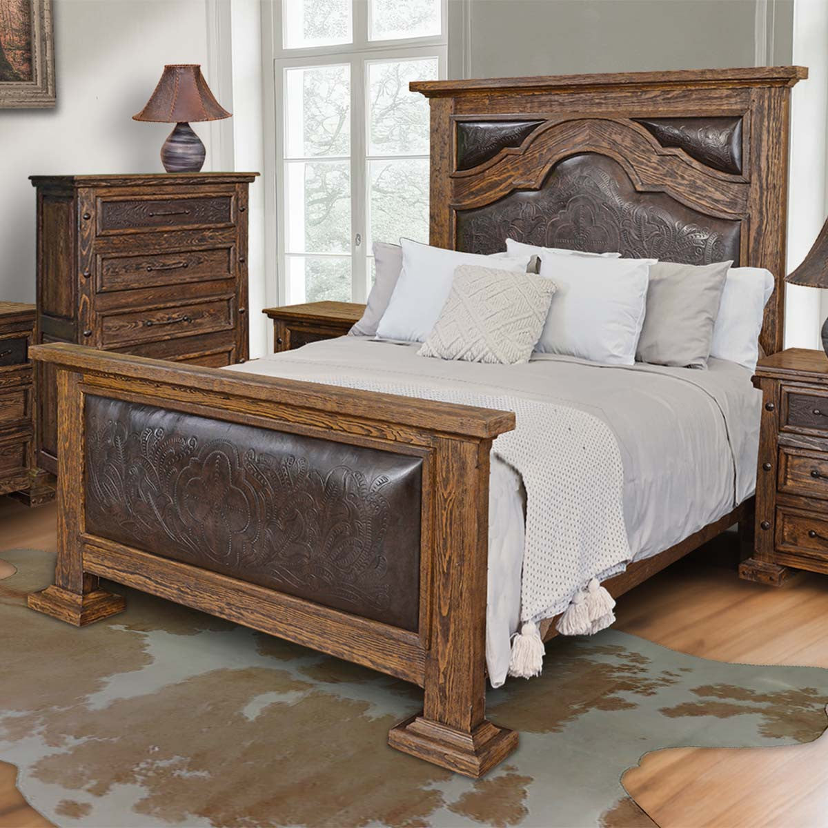 Old West Leather Bed - King