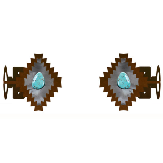 Desert Diamond with Turquoise Rod Brackets - Set of 2