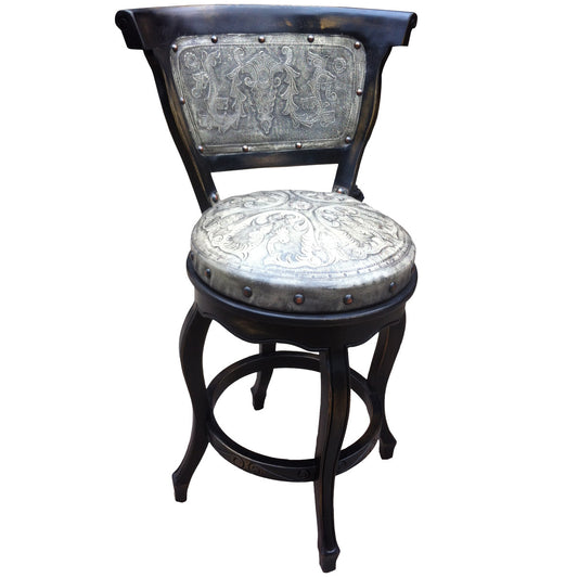 Spanish Heritage Swivel Barstool with Back - Ash