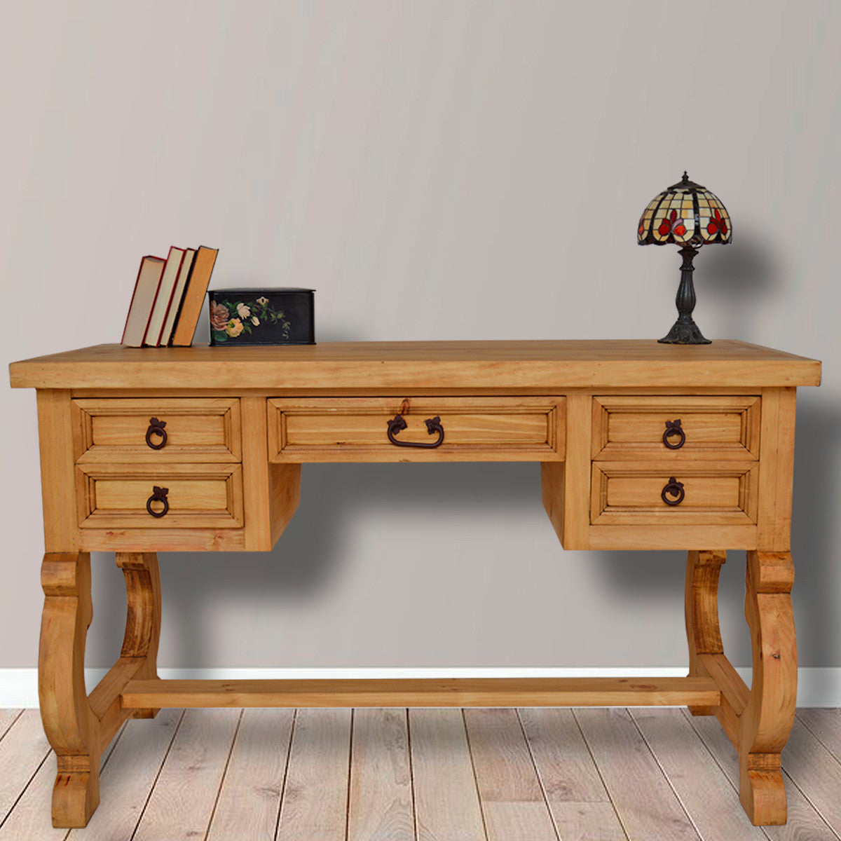 Hawkins Five Drawer Desk - Natural Finish