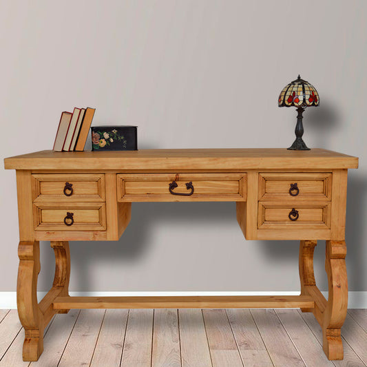 Hawkins Five Drawer Desk - Natural Finish