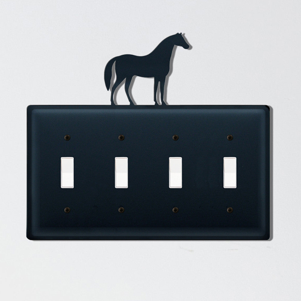 Wrought Iron Horse Quadruple Switch Cover