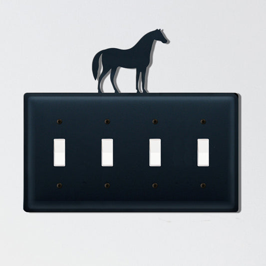 Wrought Iron Horse Quadruple Switch Cover