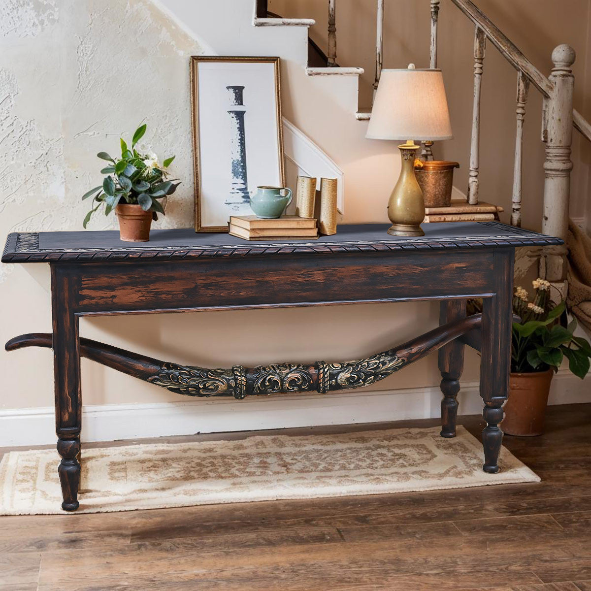 Preserved Horn Console Table