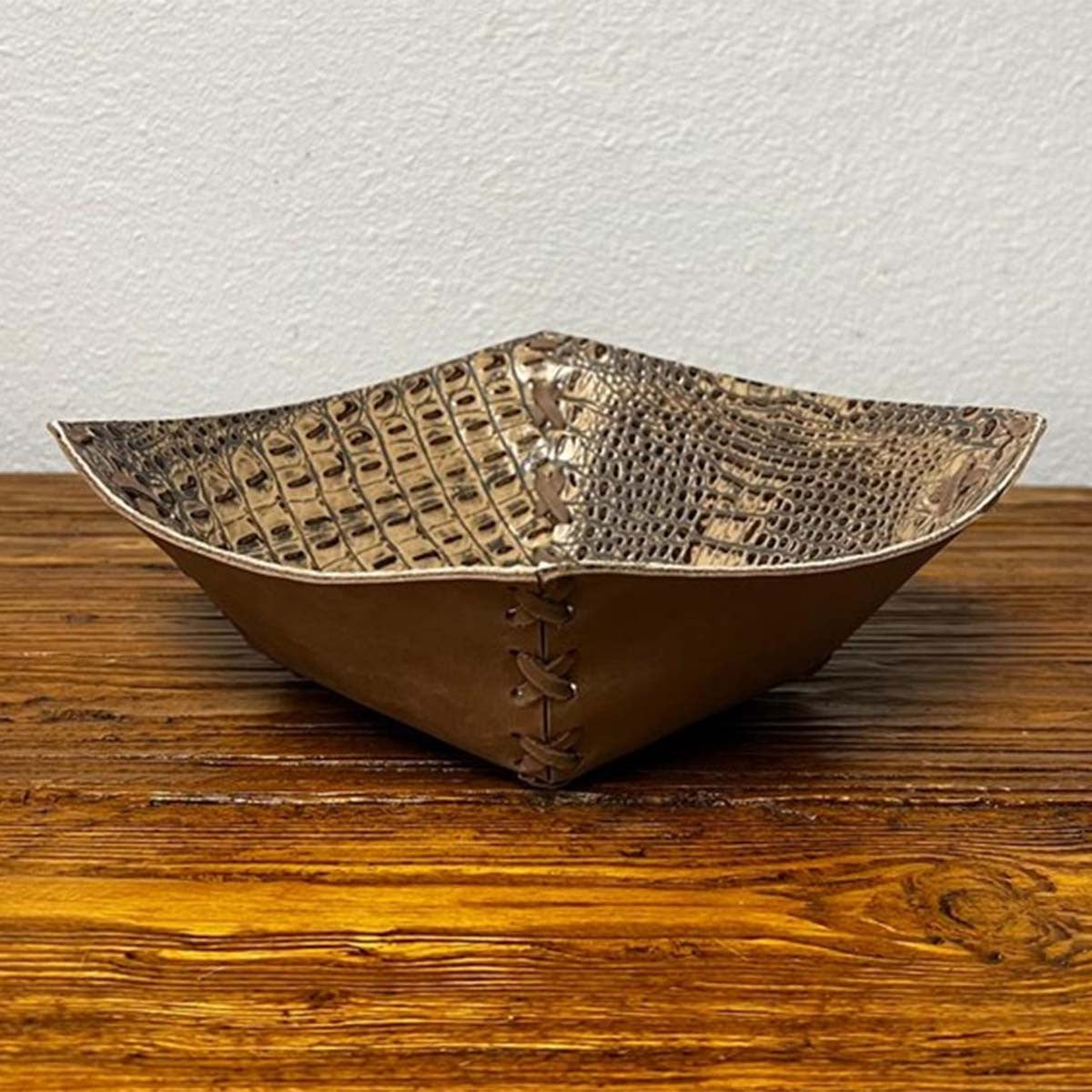 Croc Stitched Decorative Bowl - Tan