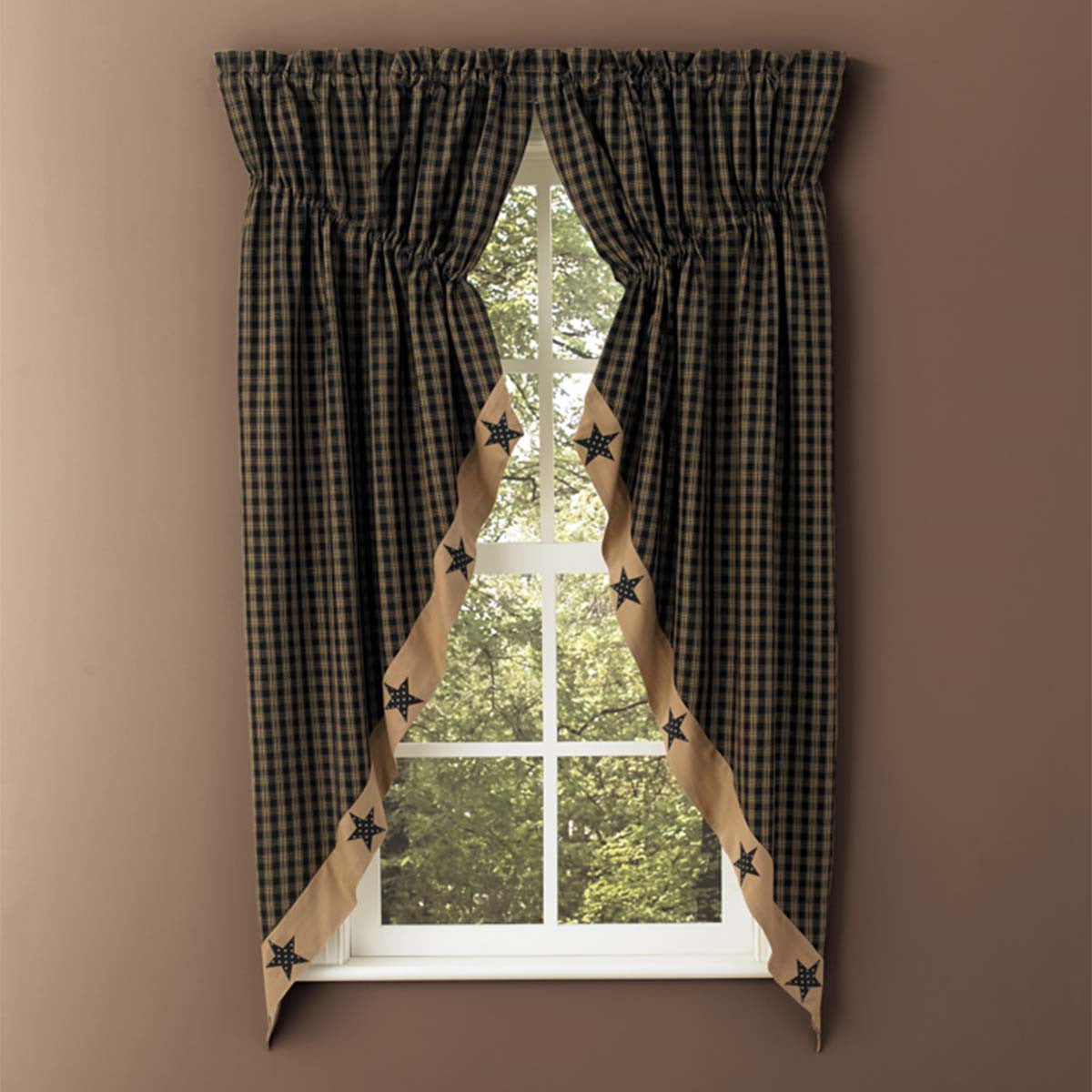 Black Patchwork Gathered Swag - 63 Inch - OUT OF STOCK UNTIL 09/17/2026