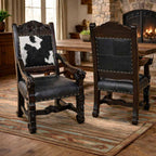 Del Rio Cowhide & Leather Upholstered Dining Chair with Arms