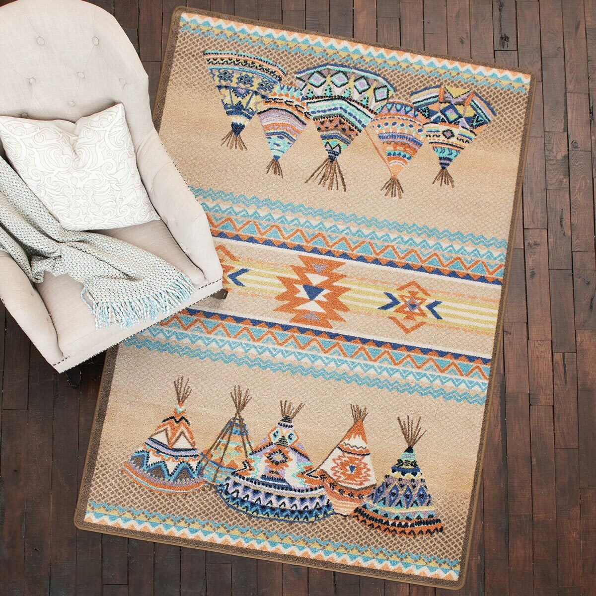 Southwest Tepees Natural Rug - 4 x 5