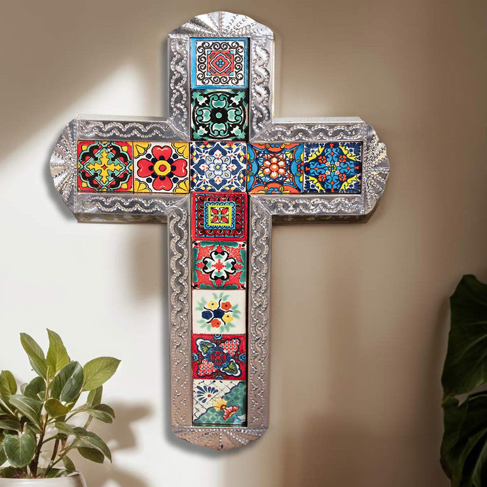 Colorful Mosaic Cross Wall Art
