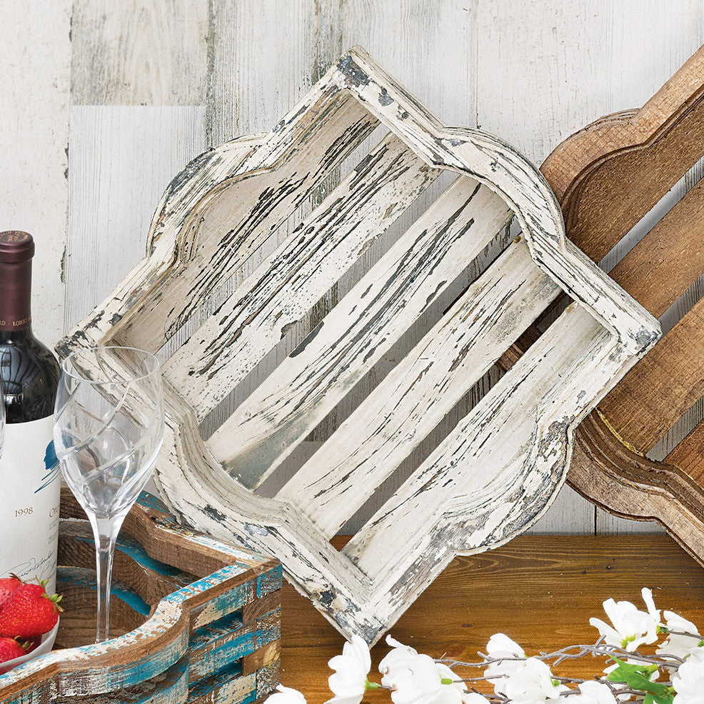 Canyon Creek Wood Tray - White