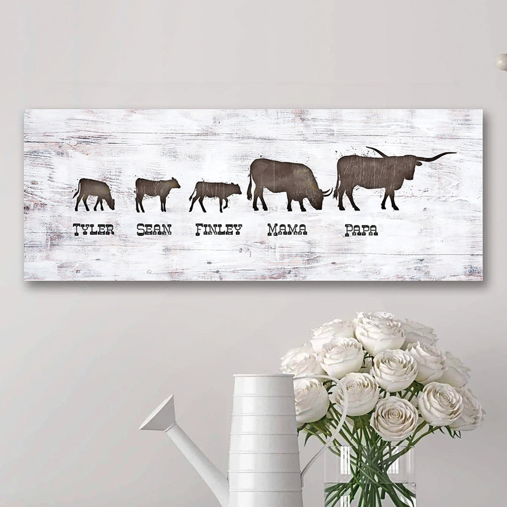 Longhorn Family Personalized Stretched Canvas - Small