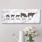 Longhorn Family Personalized Stretched Canvas - Small