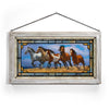 Over the Top Horses Stained Glass Art with White Frame