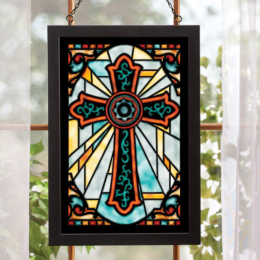 Sunbeam Cross Stained Glass Wall Art