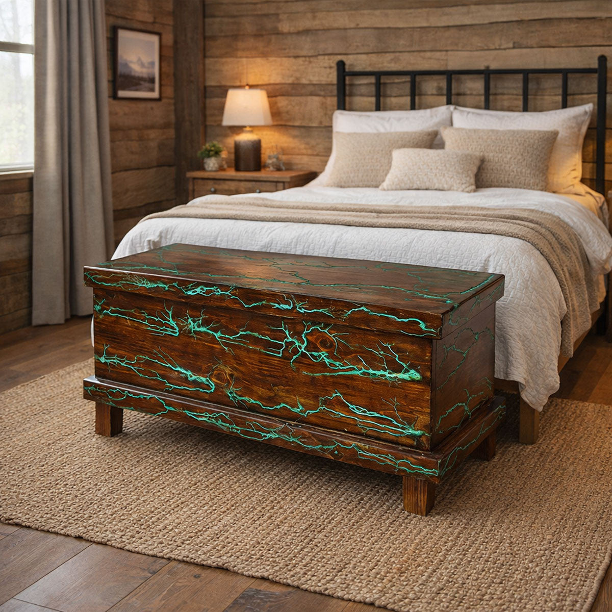 El Reno Reclaimed Wood Trunk with Turquoise Inlay