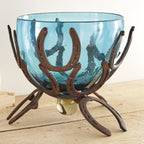 Horseshoe and Turquoise Glass Bowl - OVERSTOCK
