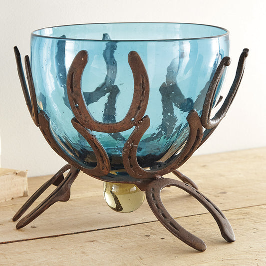 Horseshoe and Turquoise Glass Bowl - OVERSTOCK
