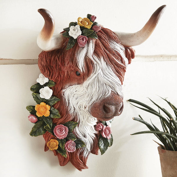 Floral Bloom Highland Cow Wall Sculpture - CLEARANCE