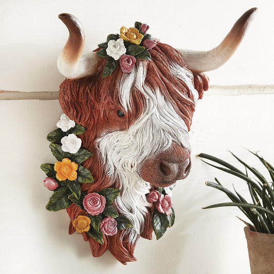 Floral Bloom Highland Cow Wall Sculpture - CLEARANCE