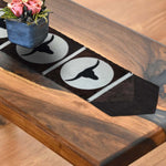 Fringed Texas Longhorn Cowhide Table Runner - 96 Inch