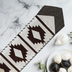 Fringed Ivory Step Pattern Cowhide Table Runner - 96 Inch