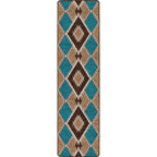 Southwestern Diamond Teal & Brown Rug - 2 x 8