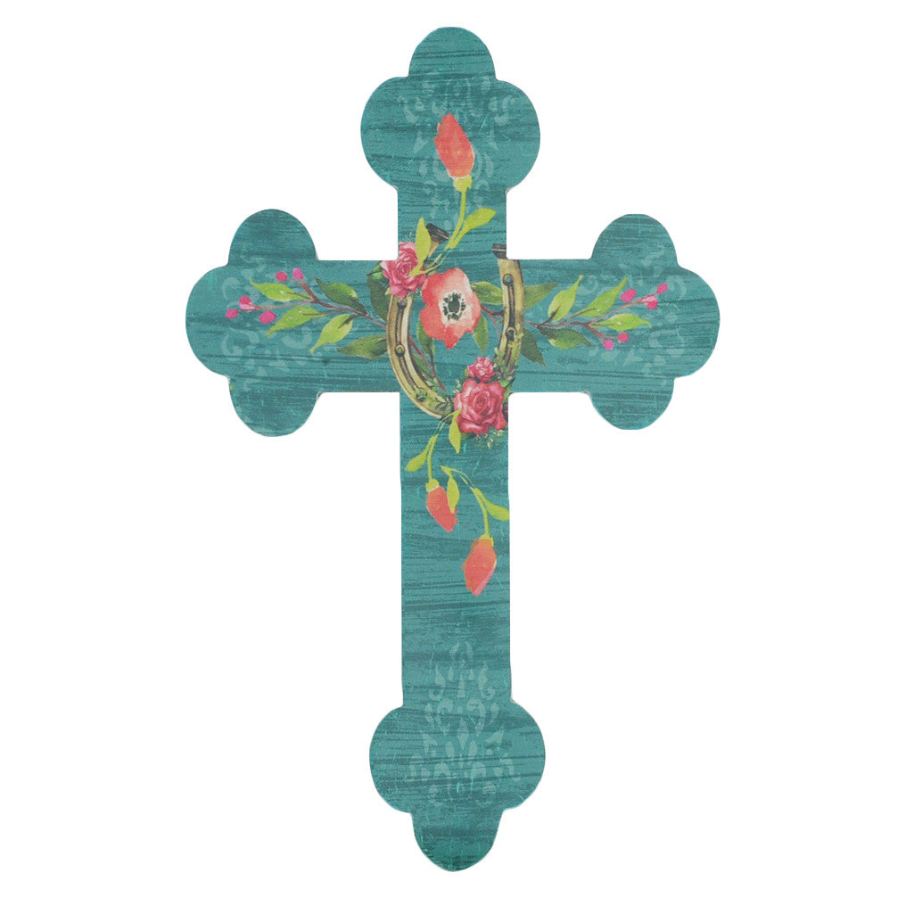 Floral Horseshoe Wall Cross