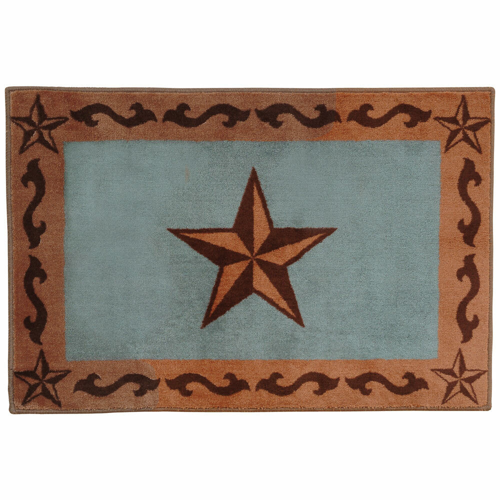 Turquoise Star Bath Rug | Lone Star Western Decor
