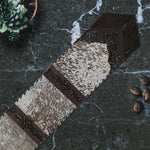Fringed Tan Floral Embossed Leather Table Runner - 120 Inch
