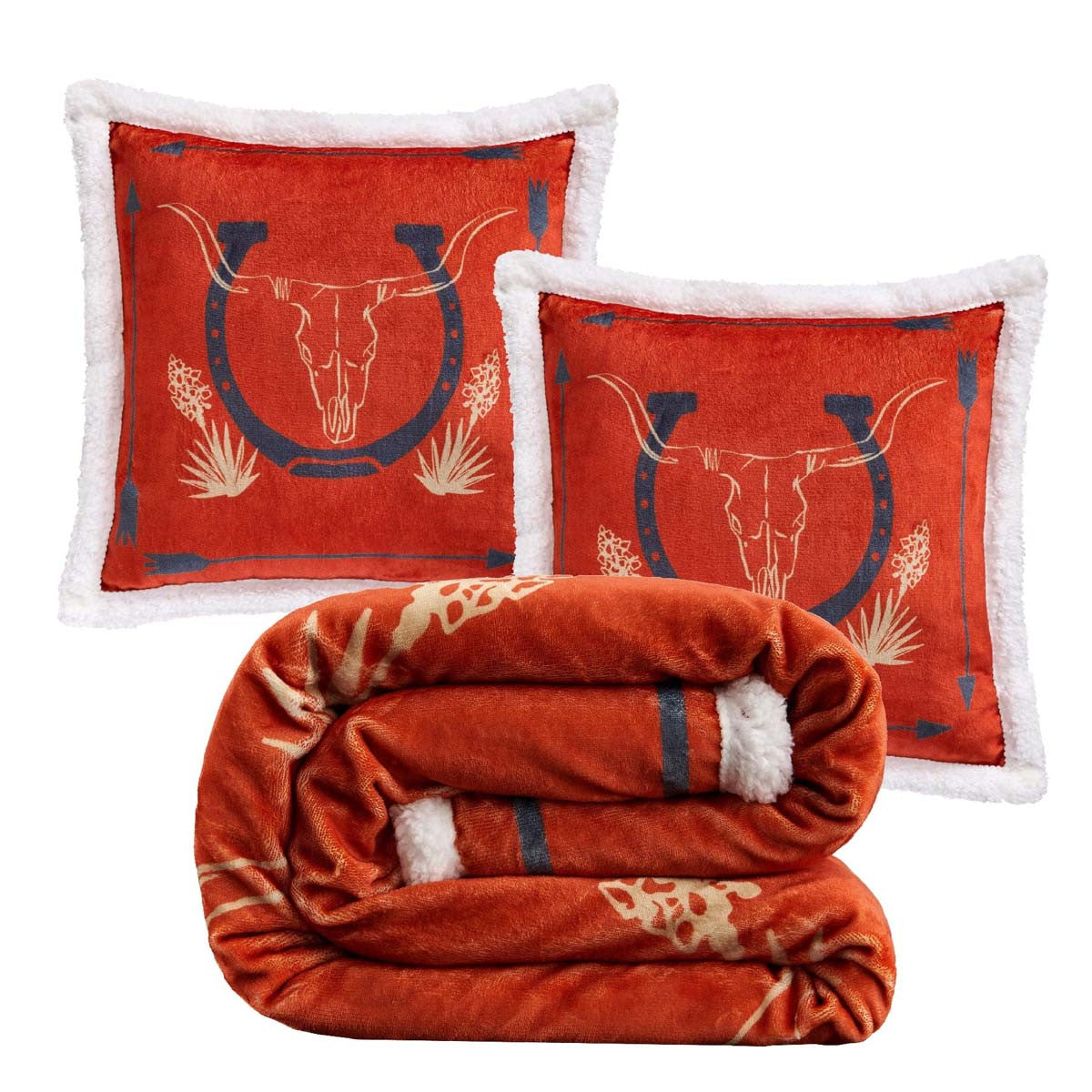 Marfa Campfire Throw & Horseshoe Pillows Set (3pc)