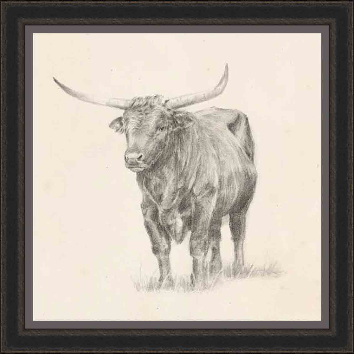 Longhorn Sketch I Wall Art