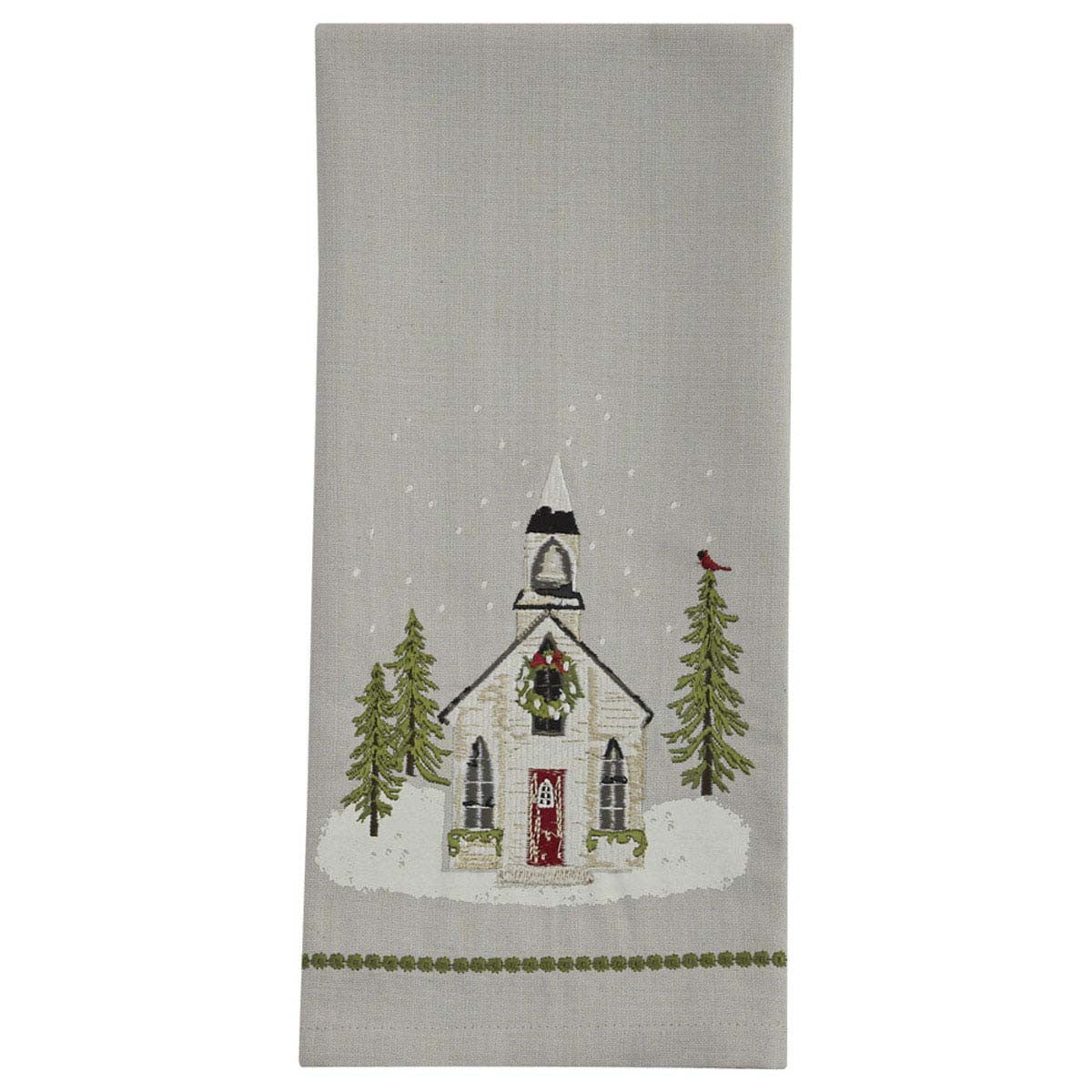 White Church Dishtowel - Set of 4