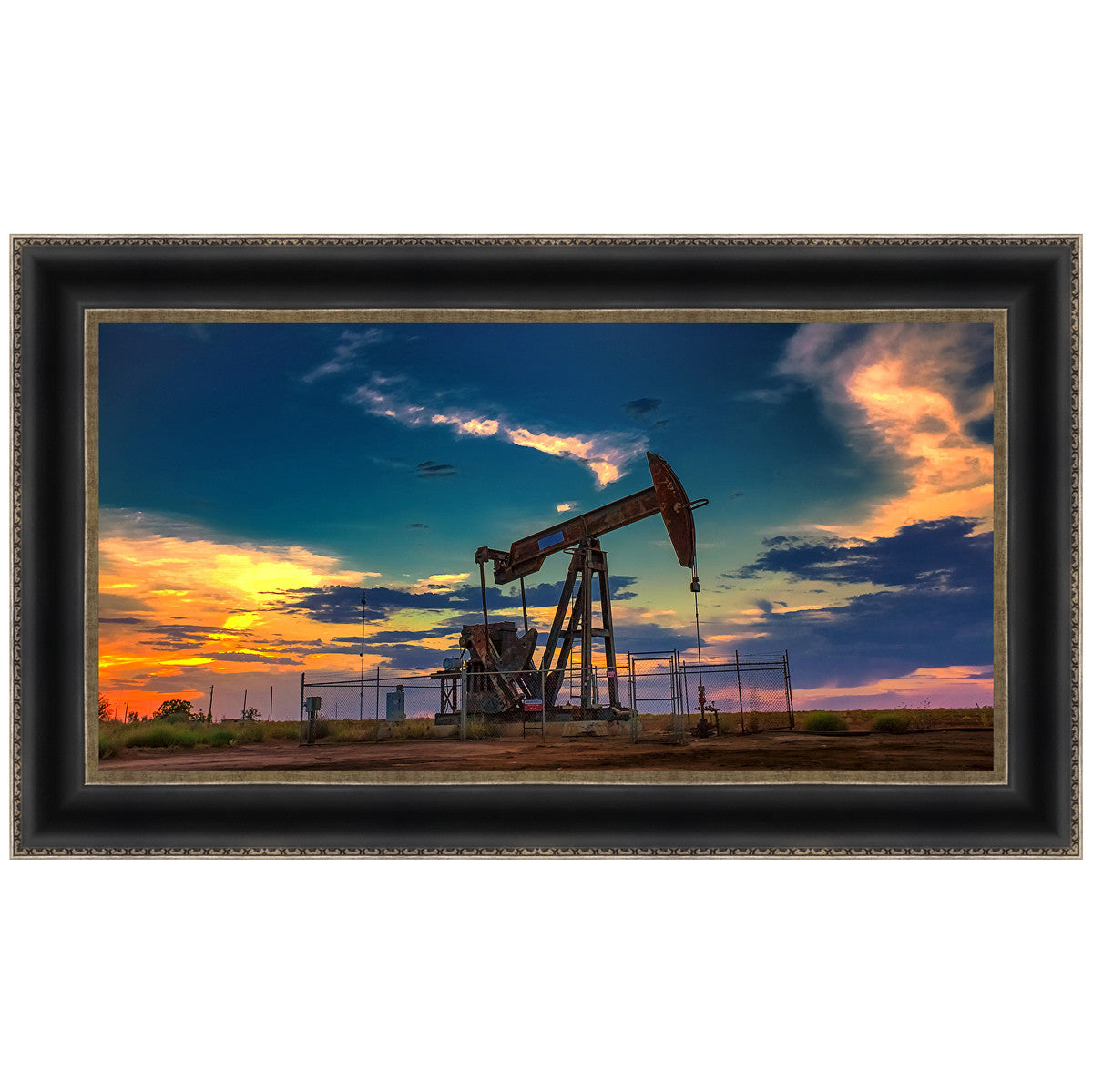 Oil Rig at Sunset Framed Art